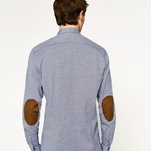 Zara Elbow Patch Button Down Shirt S